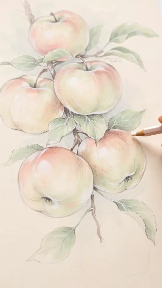 Realistic Apple Drawing with Watercolor Pencils | Step-by-Step Tutorial for Beginners | Fruit Art