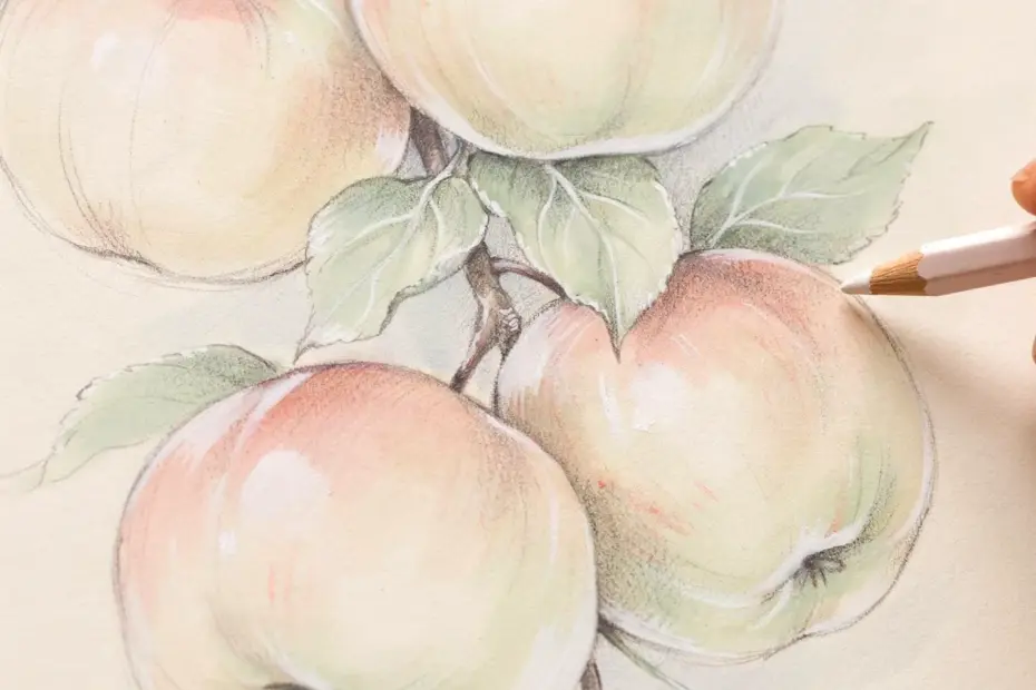 Realistic Apple Drawing with Watercolor Pencils | Step-by-Step Tutorial for Beginners | Fruit Art