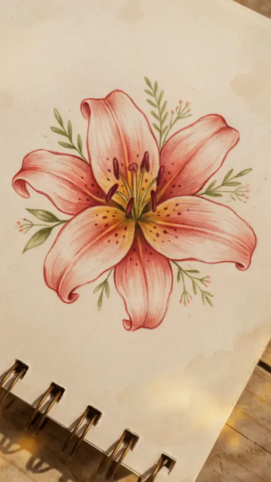 Lily Drawing Tutorial | Easy Botanical Sketch for Beginners | Sketchbook Flower Inspo