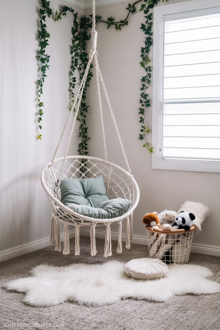 Girls Bedroom Decor Ideas on a Budget with Hanging Chair