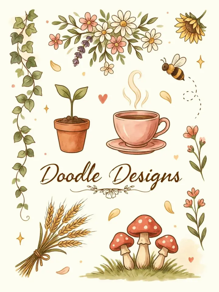 Cozy doodle art for your sketchbook - a whimsical drawing idea ✏️