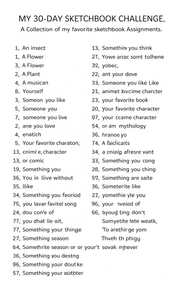 30-Day Sketchbook Challenge Prompts on a Budget | Free Drawing Ideas
