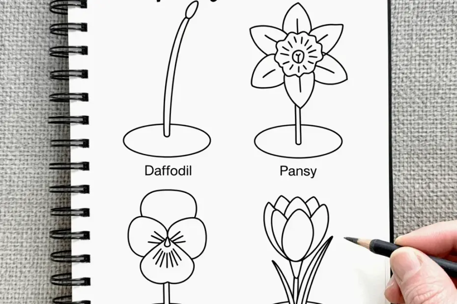 Spring flowers easy drawing ink doodle - try this quick flower sketch