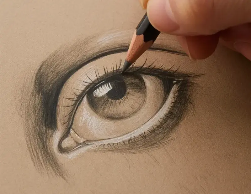 Realistic Eye Drawing in Graphite | Cozy Fall Sketchbook Activity