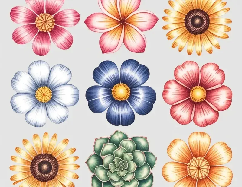 Watercolor Flower Grid Art for Spring Weddings | 15 Hand Painted Florals