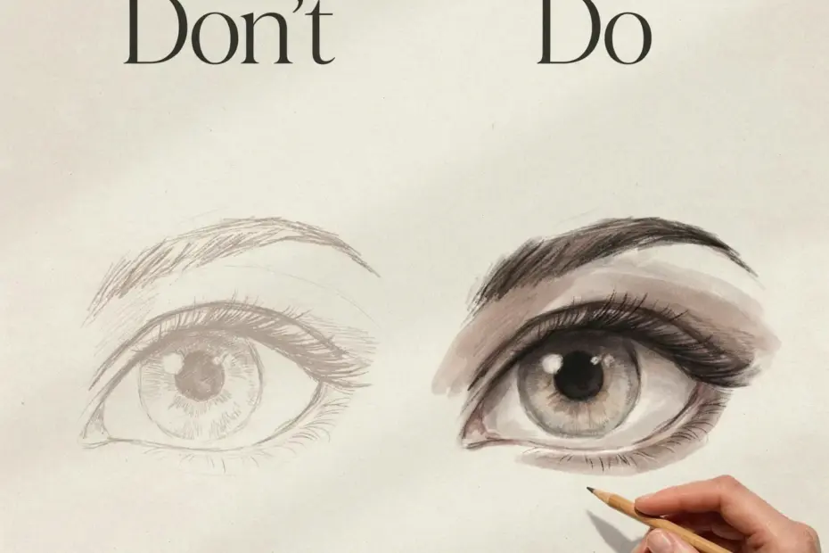 Realistic Eye Drawing Before & After | Lens Shading Tips to Try